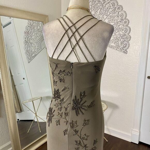 Caché Early 2000's Ethereal Pinterest Famous Mesh Beaded Prom Formal Dress XS S - Picture 7 of 8